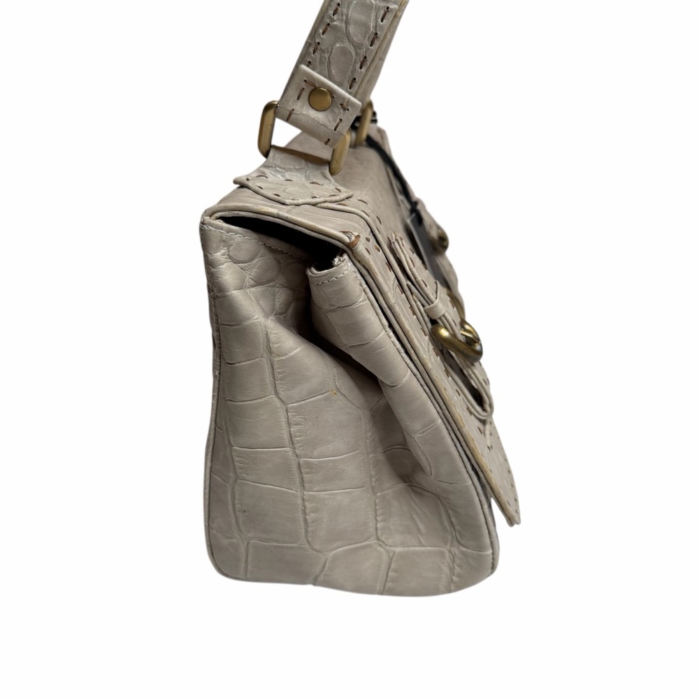 CARLA MANCINI Cream Crocodile Croco‎ Croc-Embossed Purse Bag NWT Shoulder Tote - Picture 7 of 16